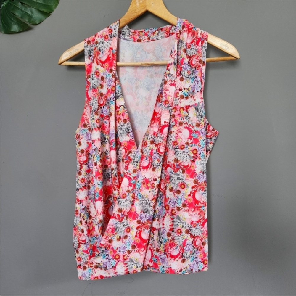 Lululemon Floral Rollin With My Omies Sleeveless Tank Top Wrap Front